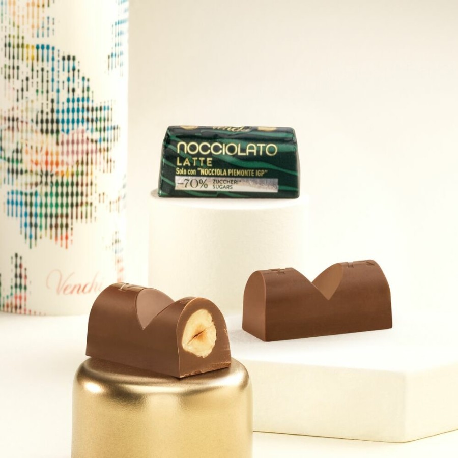 Cioccolato Venchi Cioccolato con Nocciole | Lingottino Nocciolato Latte -70% Zuccheri 100 G