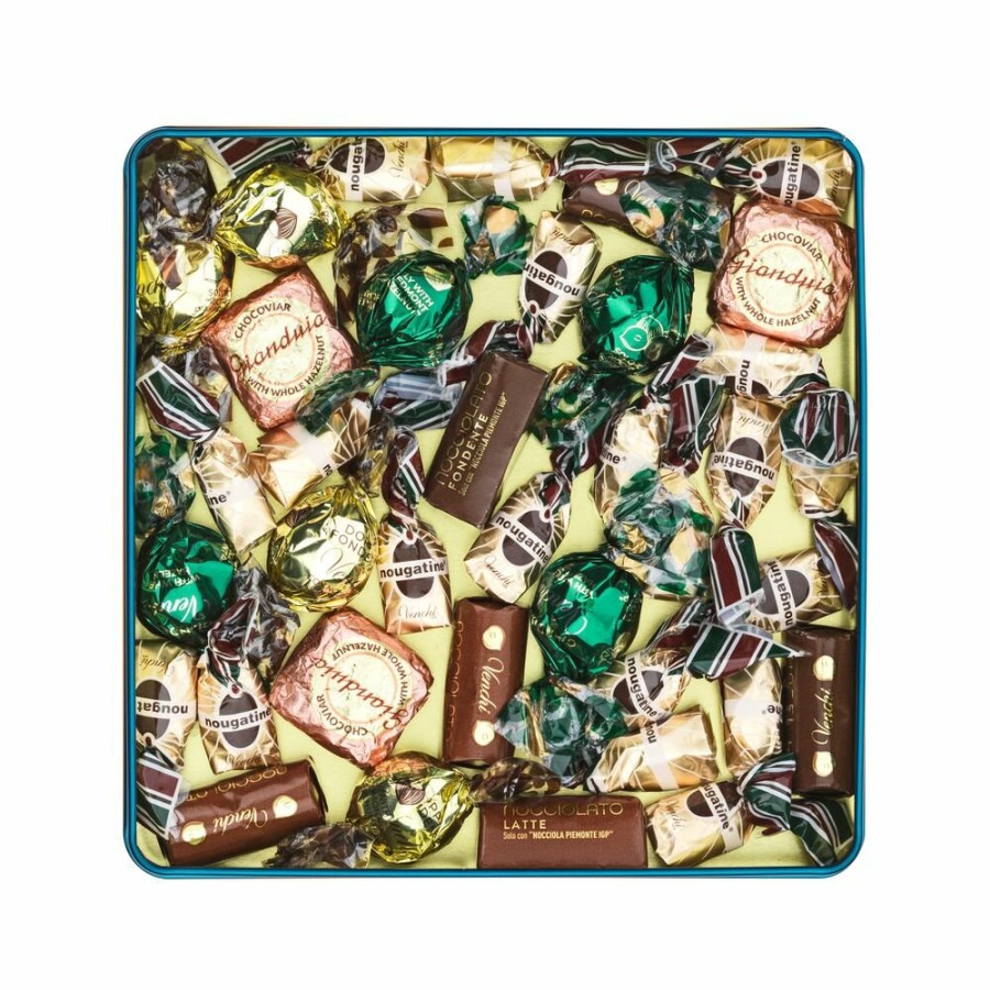 Idee Regalo Venchi Cioccolato con Nocciole | Latta Regalo Barocco Con Cioccolatini Nocciolati 340 G