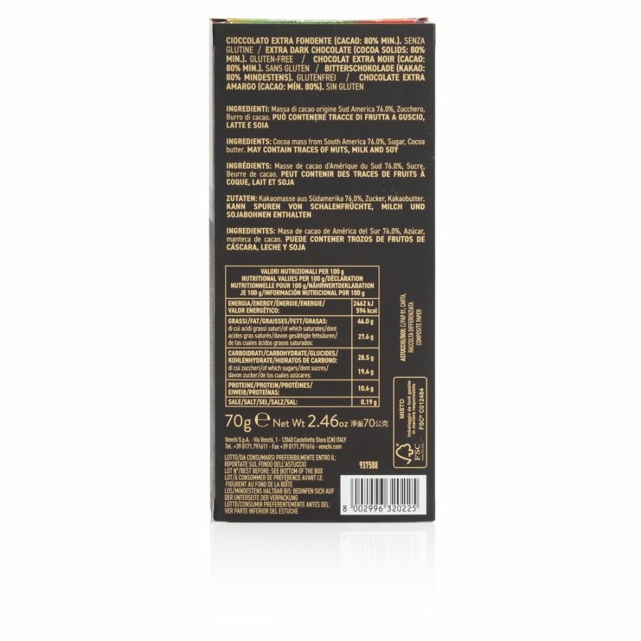 Cioccolato Venchi Cioccolato Vegano | Tavoletta Sud America 80% 70 G